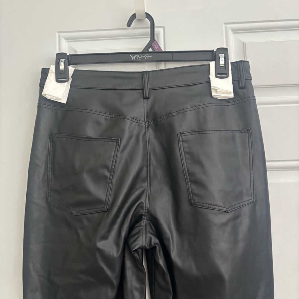 Zara Black Faux Leather Tailored Wide Leg Pants, Size 10 - Picture 6 of 11